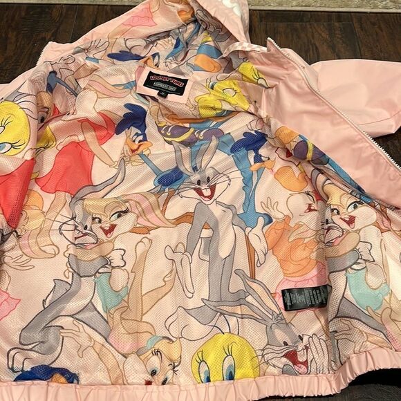 members only looney tunes light pink jacket size M New with tags windbreaker - Picture 7 of 12